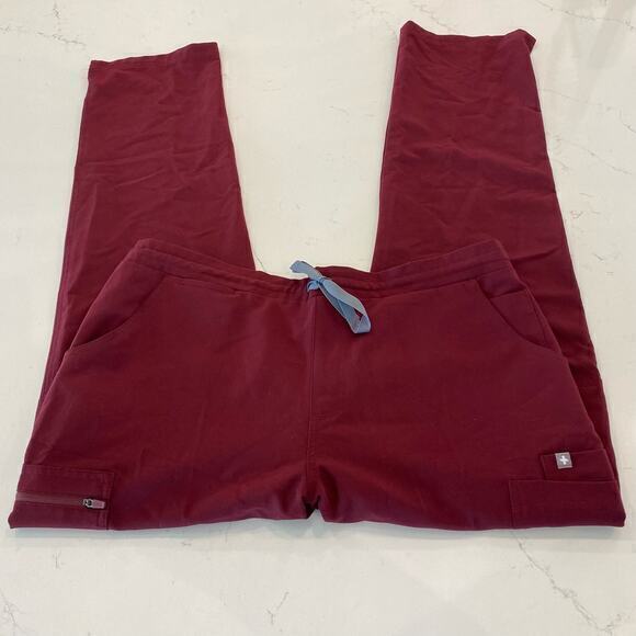 FIGS Yola Skinny Scrub Pants Burgundy Size‎ Large - Picture 3 of 5